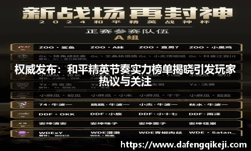 权威发布：和平精英节奏实力榜单揭晓引发玩家热议与关注